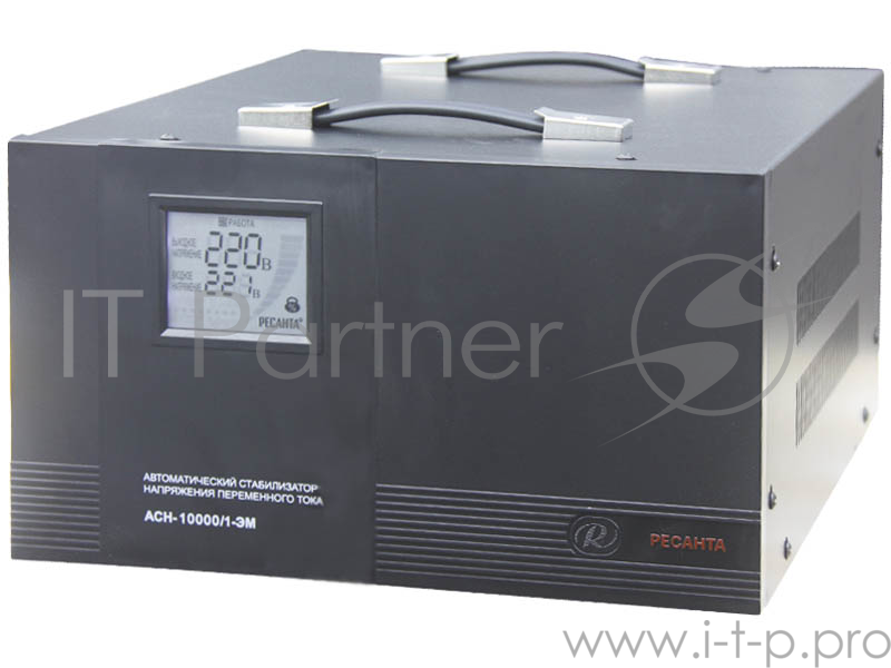Ресанта Стабилизаторы напряжения Ресанта АСН-10 000/1-ЭМ 63/1/8 Стабилизатор {220В±2%, Габариты 400х323х183, Вес 24 кг}