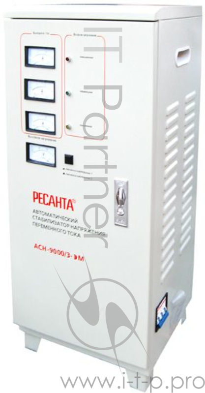 Ресанта Стабилизаторы напряжения Ресанта АСН-9 000/3-ЭМ 63/4/4 Стабилизатор трехфазный {380В±2%, Габ. 330х330х770, Вес 38 кг, напол}