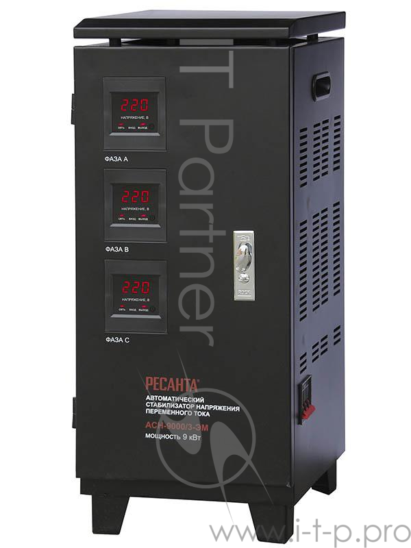 Ресанта Стабилизаторы напряжения Ресанта АСН-9 000/3-ЭМ 63/4/4 Стабилизатор трехфазный {380В±2%, Габ. 330х330х770, Вес 38 кг, напол}