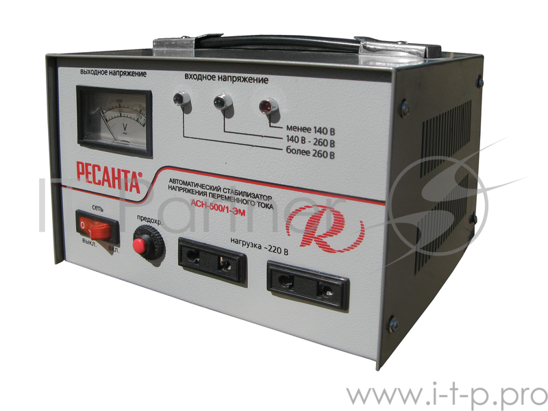 Ресанта Стабилизаторы напряжения Ресанта ACH- 500/1-ЭМ 63/1/1 Стабилизатор {220В±2%, Габариты 190х170х125, Вес 4 кг}