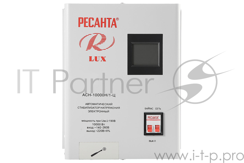 Ресанта Стабилизаторы напряжения Ресанта АСН-10 000 Н/1-Ц 63/6/18 Стабилизатор Lux {220В±8%, Габ. 305х190х360, Вес 18,5кг}