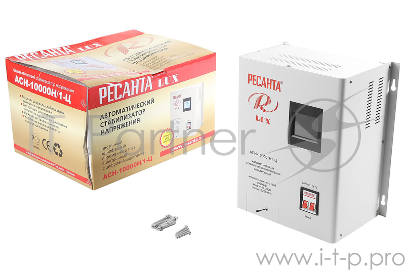 Ресанта Стабилизаторы напряжения Ресанта АСН-10 000 Н/1-Ц 63/6/18 Стабилизатор Lux {220В±8%, Габ. 305х190х360, Вес 18,5кг}