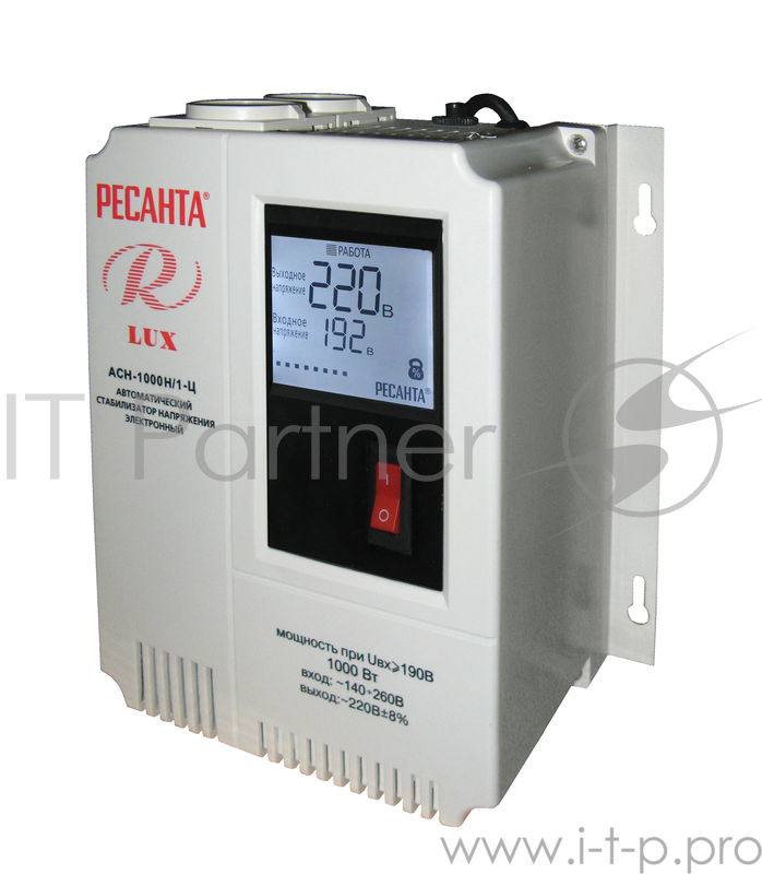Ресанта Стабилизаторы напряжения Ресанта АСН-1 000 Н/1-Ц 63/6/14 Стабилизатор Lux {220В±8%, Габариты 206х133х230, Вес 4кг} 4606059015505