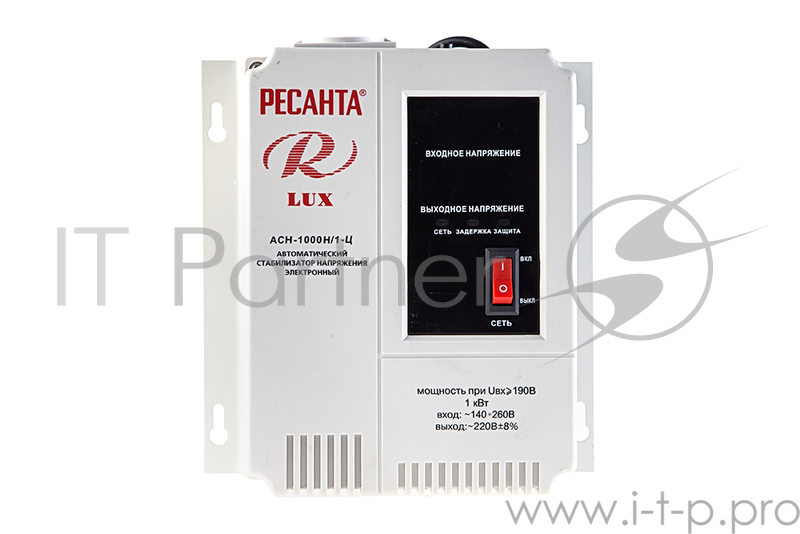Ресанта Стабилизаторы напряжения Ресанта АСН-1 000 Н/1-Ц 63/6/14 Стабилизатор Lux {220В±8%, Габариты 206х133х230, Вес 4кг} 4606059015505