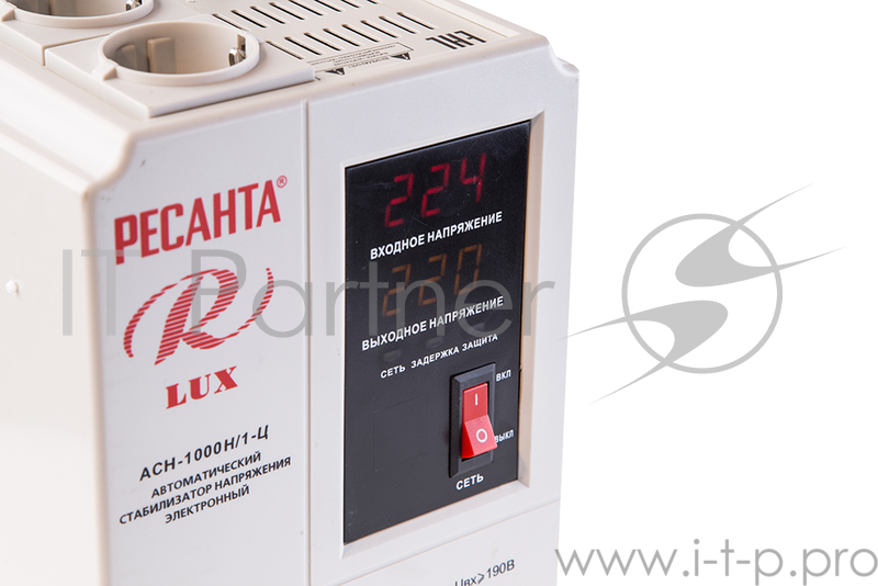 Ресанта Стабилизаторы напряжения Ресанта АСН-1 000 Н/1-Ц 63/6/14 Стабилизатор Lux {220В±8%, Габариты 206х133х230, Вес 4кг} 4606059015505