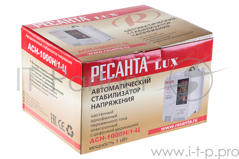 Ресанта Стабилизаторы напряжения Ресанта АСН-1 000 Н/1-Ц 63/6/14 Стабилизатор Lux {220В±8%, Габариты 206х133х230, Вес 4кг} 4606059015505