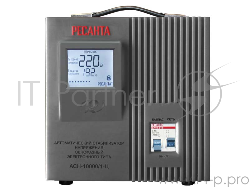 Ресанта Стабилизаторы напряжения Ресанта АСН-10 000/1-Ц 63/6/8 Стабилизатор {220В±8%, Габариты 385х220х230, Вес 18 кг} 4607076037709