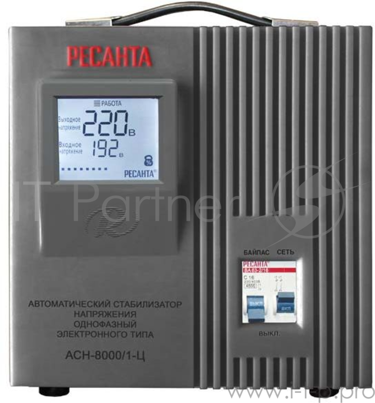 Ресанта Стабилизаторы напряжения Ресанта АСН-8 000/1-Ц 63/6/7 Стабилизатор {220В±8%, Габариты 385х220х230, Вес 16 кг} 4607076037693