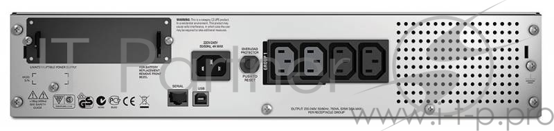ИБП APC Smart-UPS 750VA SMT750RMI2U {Line-Interactive, RU 2U, IEC, LCD, USB}