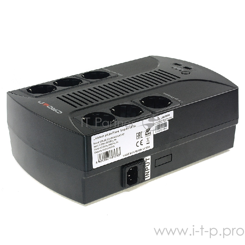 ИБП CROWN ИБП CMUS-285 EURO SMART {Line Interactive, 800VA480W, розетки 6*EURO} CM000001922