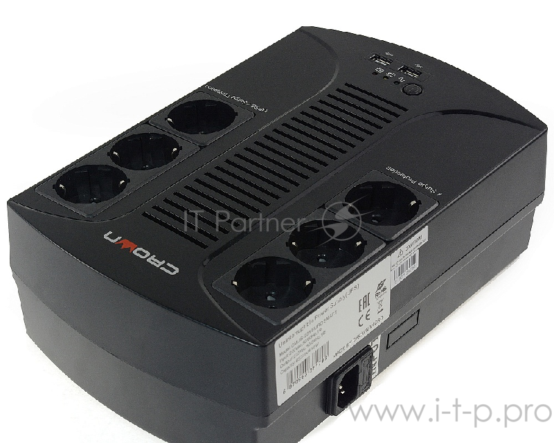 ИБП CROWN ИБП CMUS-285 EURO SMART {Line Interactive, 800VA480W, розетки 6*EURO} CM000001922