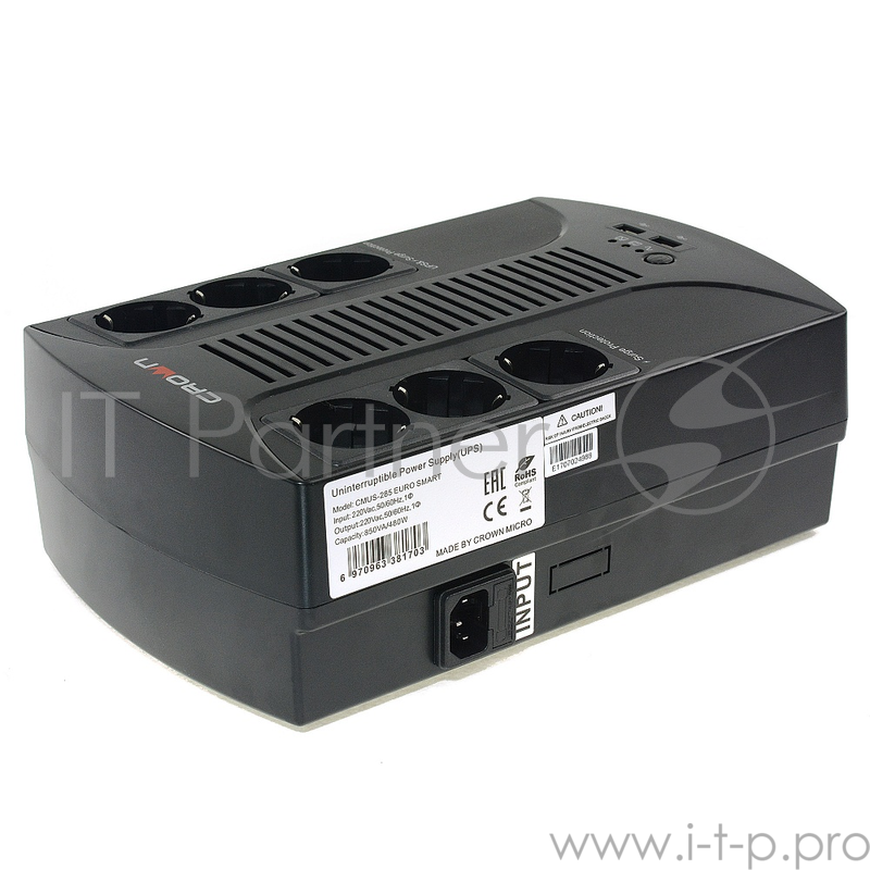 ИБП CROWN ИБП CMUS-285 EURO SMART {Line Interactive, 800VA480W, розетки 6*EURO} CM000001922