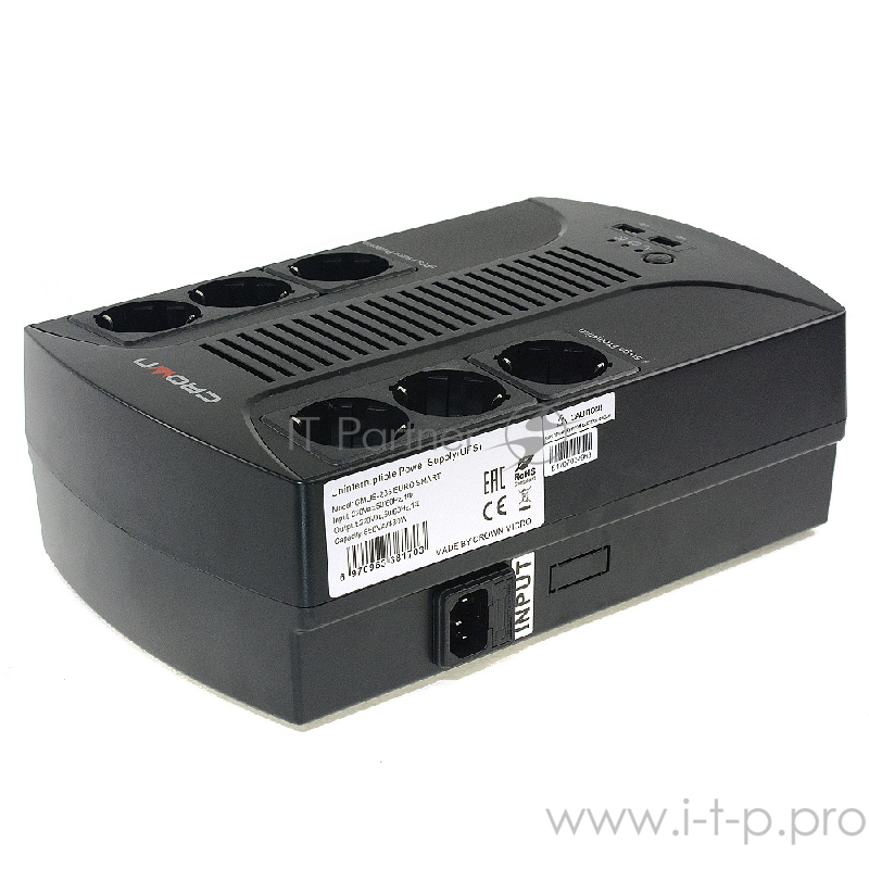 ИБП CROWN ИБП CMUS-285 EURO SMART {Line Interactive, 800VA480W, розетки 6*EURO} CM000001922