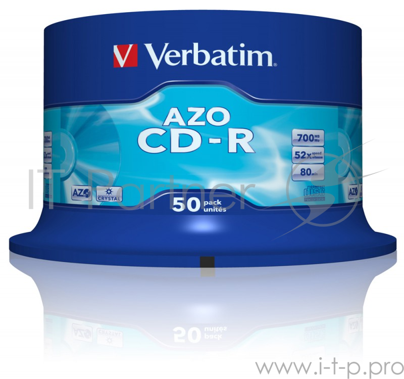 Диск CD-R 700МБ 52x Verbatim 43343, пласт.коробка, на шпинделе (50шт./уп.)