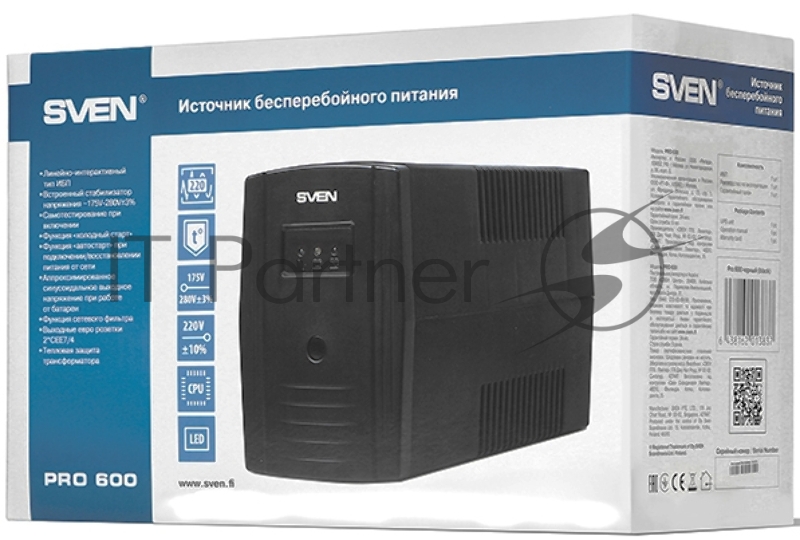 ИБП SVEN Источник бесперебойного питания SVEN Pro 600