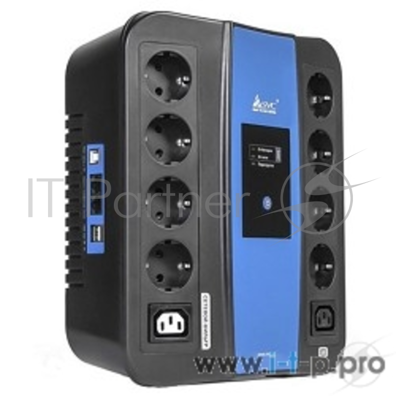 ИБП SVC, U-1000, Smart, USB, AVR: 165-275В, Бат.: 12В/9 Ач., 8 вых., чёрно-синий