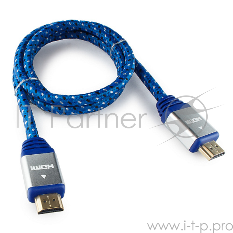 Кабель Konoos Кабель HDMI KCP-HDMInbl, 1м, v1.4, 19M/19M, алюмин корпус, синий, нейлоновая оплетка, позол.разъемы, коробка