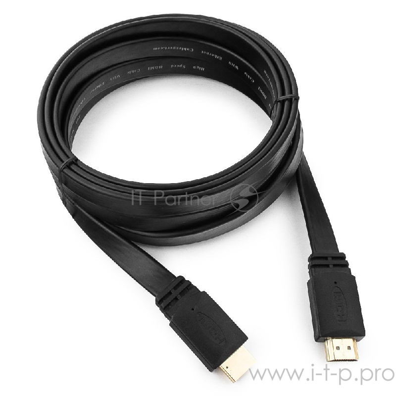 Кабель Кабель HDMI Gembird/Cablexpert, 3м, v1.4, 19M/19M, плоский кабель, черный, позол.разъемы, экран(CC-HDMI4F-10)