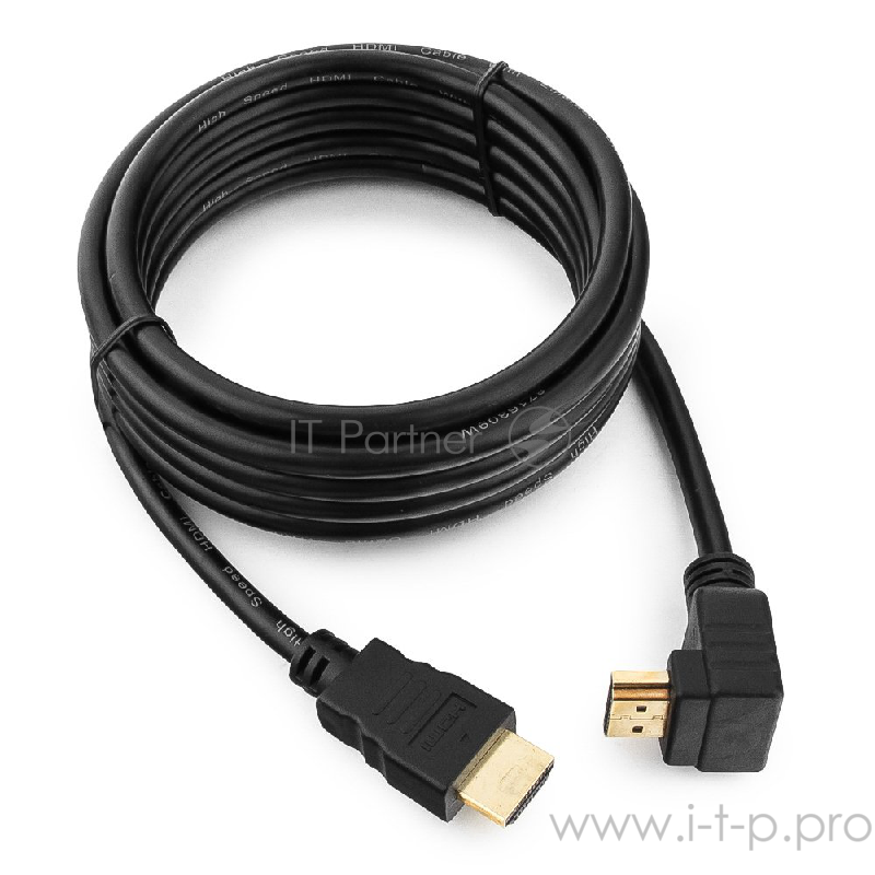 Кабель Кабель HDMI Gembird, 3.0м, v1.4, 19M/19M, угл. раз.,черный, позол.раз., экран, пакет CC-HDMI490-10
