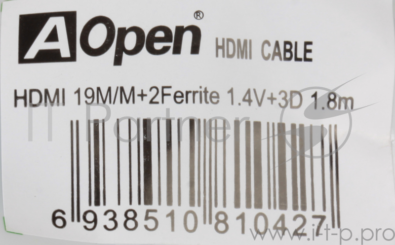 Кабель AOpen/Qust Кабель HDMI 19M/M+2 фильтра 1.4V+3D/Ethernet (ACG511D-1.8M) 1,8/2m, позолоченные контакты 6938510810427