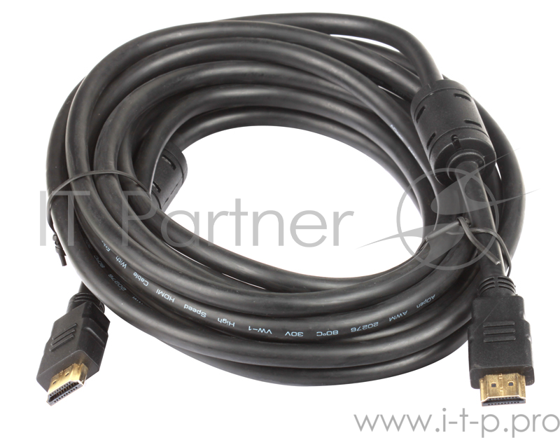 Кабель AOpen/Qust Кабель HDMI 19M/M+2 фильтра 1.4V+3D/Ethernet (ACG511D-5M) 5m, позолоченные контакты 6938510810441