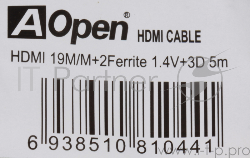 Кабель AOpen/Qust Кабель HDMI 19M/M+2 фильтра 1.4V+3D/Ethernet (ACG511D-5M) 5m, позолоченные контакты 6938510810441