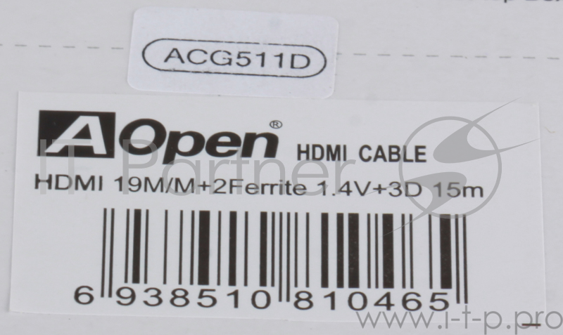Кабель AOpen/Qust Кабель HDMI 19M/M+2 фильтра 1.4V+3D/Ethernet (ACG511D-15M) 15m, позолоченные контакты 6938510810465