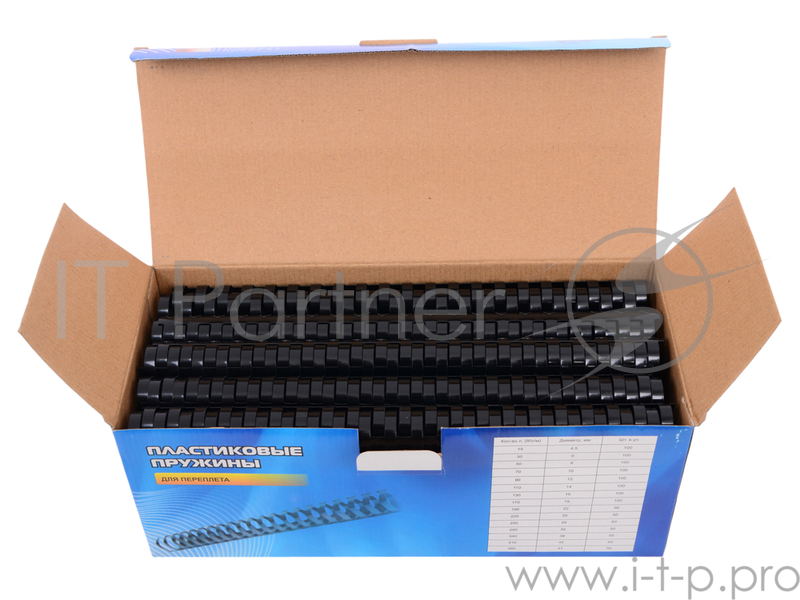 Пружины для переплета пластиковые Office Kit 22мм (на 171-190 листов) черный (50шт) (BP2066)