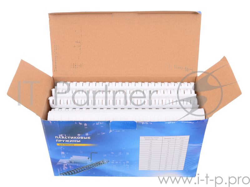 Пружины для переплета пластиковые Office Kit 38мм (на 281-340 листов) белый (50шт) (BP2111)