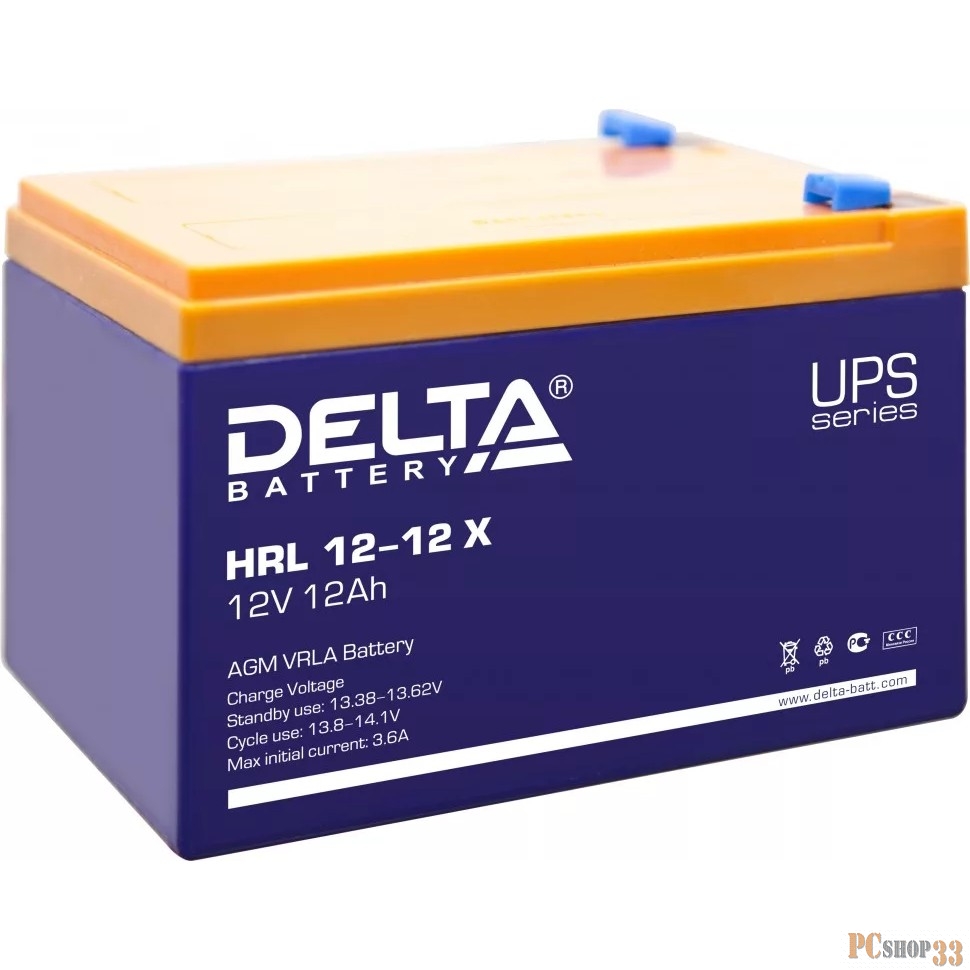 батареи Delta HRL 12-12 X (12Ач, 12В) свинцово- кислотный аккумулятор