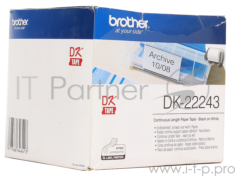 Бумажная клеящаяся лента Brother DK22243 (белая, ширина 102 мм)