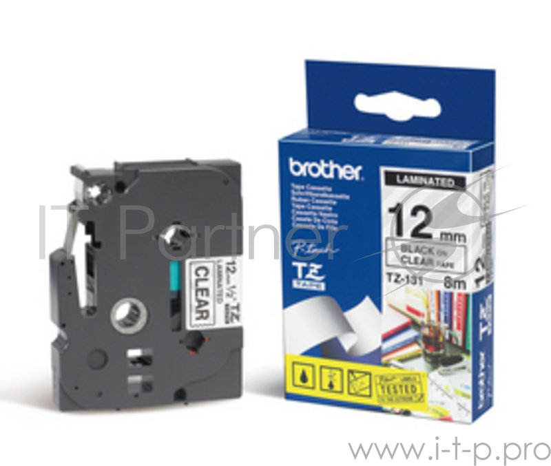 Наклейка ламинированная TZ-E131 (12 мм черн/прозр,TZ-131)