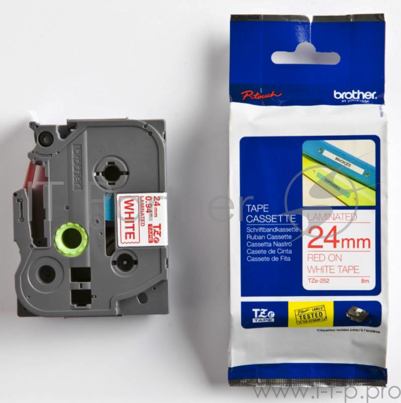 Наклейка ламинированная TZ-E252 (24 мм бел/красн,TZ-252)