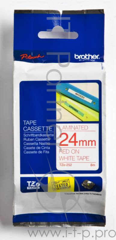 Наклейка ламинированная TZ-E252 (24 мм бел/красн,TZ-252)