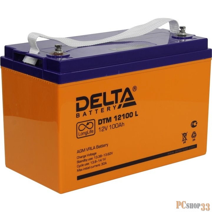батареи Delta DTM 12100 L (100 Ач, 12В) свинцово- кислотный аккумулятор