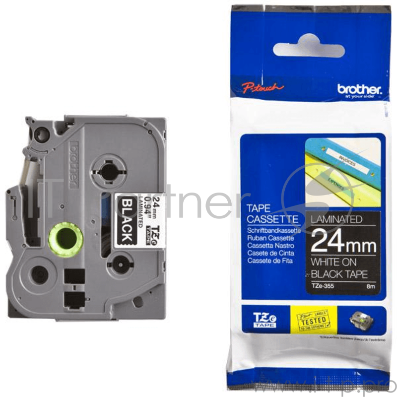 Наклейка ламинированная TZ-E355 (24 мм бел/черн)