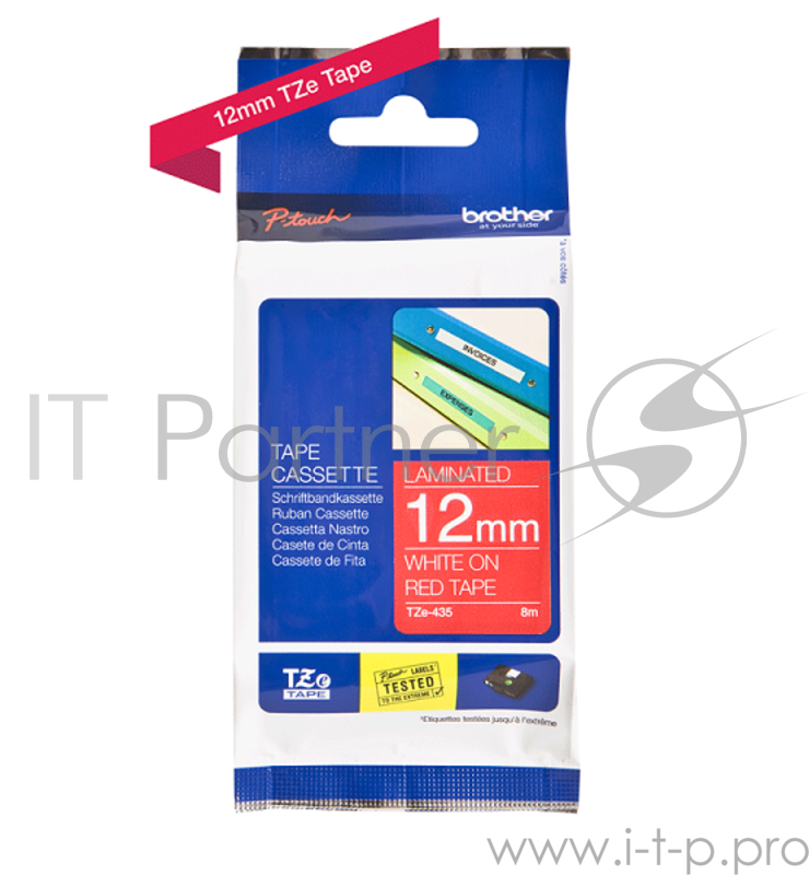 Наклейка ламинированная TZ-E435 (12 мм бел/красн)