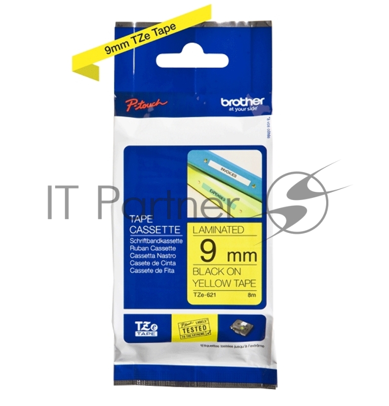 Наклейка ламинированная TZ-E621 (9 мм черн/желт,TZ-621)