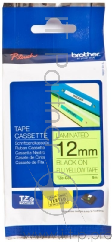 Наклейка ламинированная TZ-EC31 (12 мм черн/желтая флюоресцентная лента)