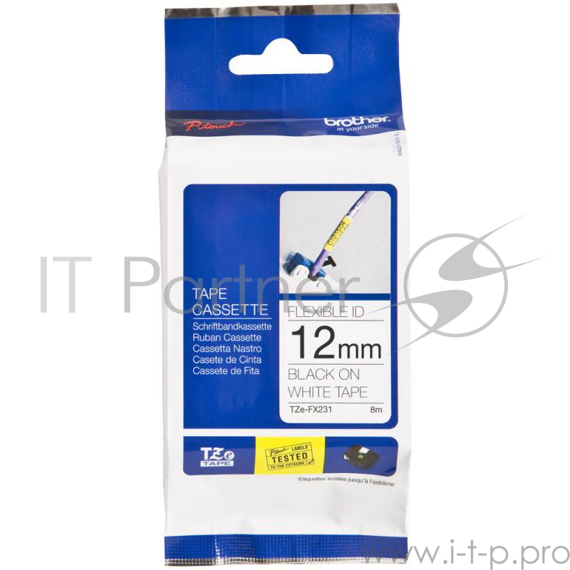 Наклейка ламинированная TZ-EFX231 (12 мм черн/бел,TZ-FX231)