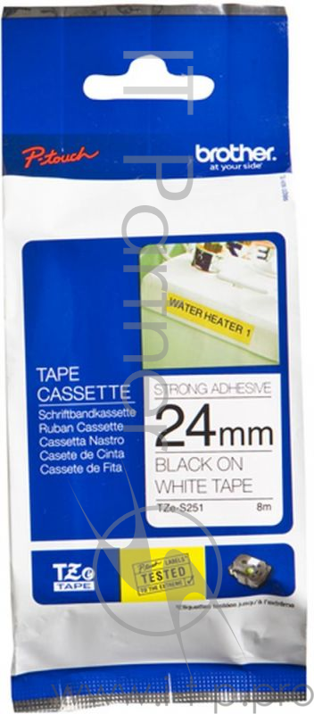 Наклейка ламинированная повышенной адгезии Brother TZe-S251 (24 мм черн/бел)