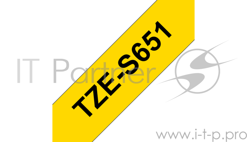 Наклейка ламинированная повышенной адгезии Brother TZe-S651 (24 мм черн/желт,TZ-S651)