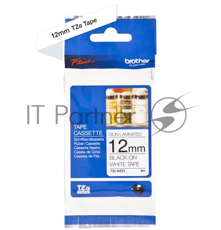 Наклейка НЕламинированная TZ-EN231 (12 мм черн/бел,TZ-N231)