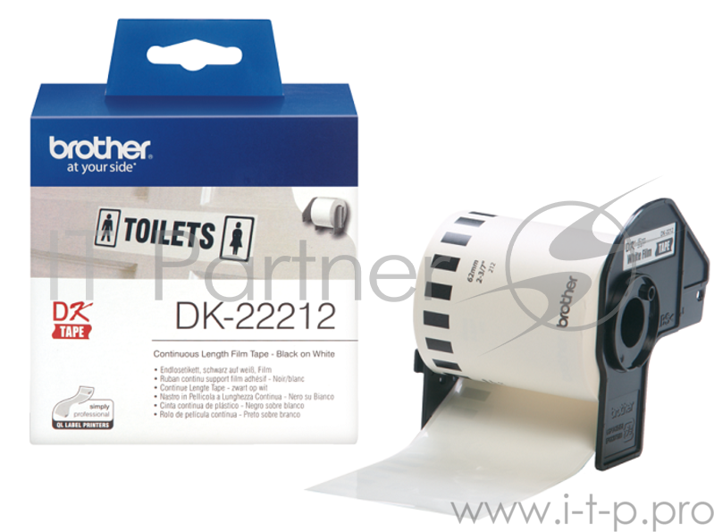 Пленочная клеящаяся лента Brother DK22212 (белая, ширина 62 мм x 15.24 м)