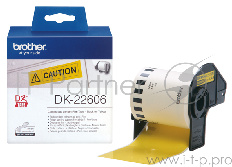 Пленочная клеящаяся лента Brother DK22606 (желтая, ширина 62 мм x 15.24 м)