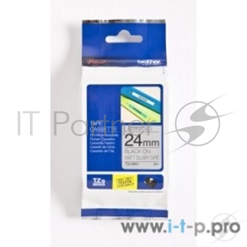 Наклейка ламинированная TZEM951 (24 мм черн/сер. мет)