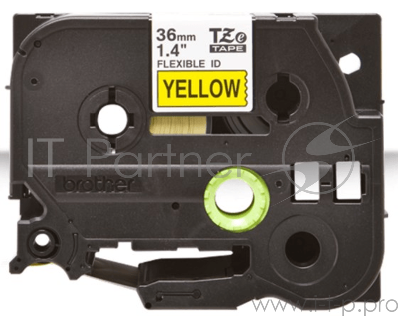 Лента Brother для печати наклеек TZe-FX661 36-мм гибкая ламинированная идентификационная (черный на желтом фоне), 8 м.