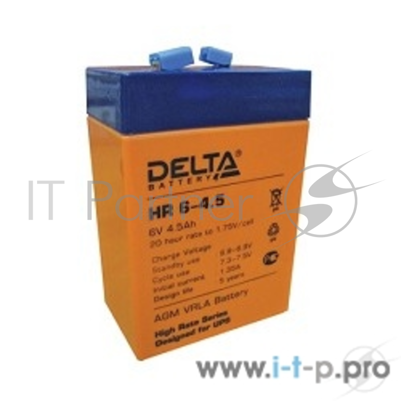 батареи Delta HR 6-4.5 (4.5 Ач, 6В) свинцово- кислотный аккумулятор