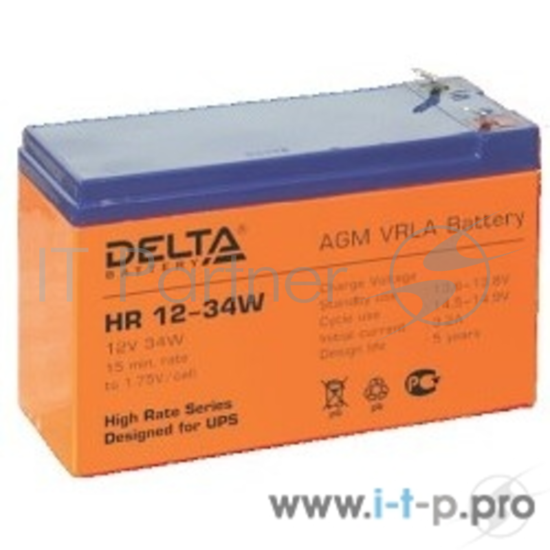 батареи Delta HR 12-34W (9 Ач, 12В) свинцово- кислотный аккумулятор