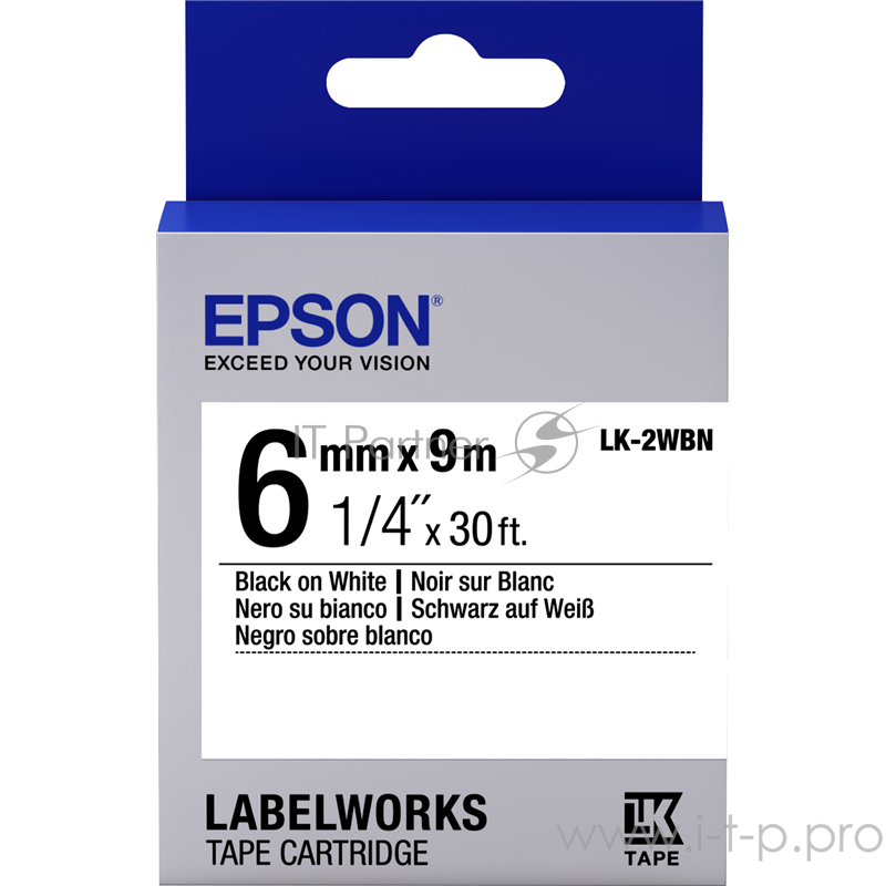Лента Epson Tape LK-2WBN Blk/Wht 6/9